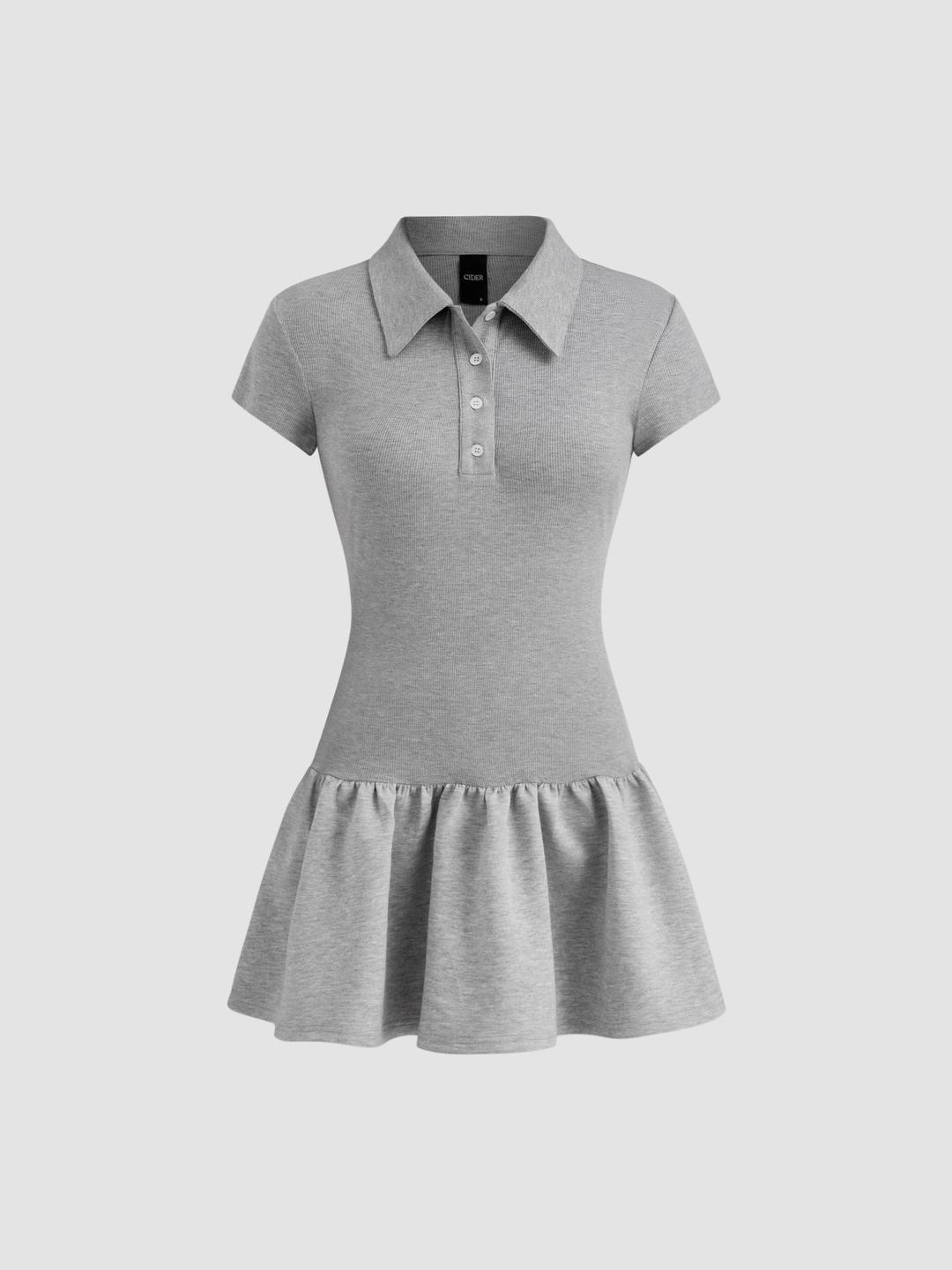 Polo Collar Ruffle Mini Dress