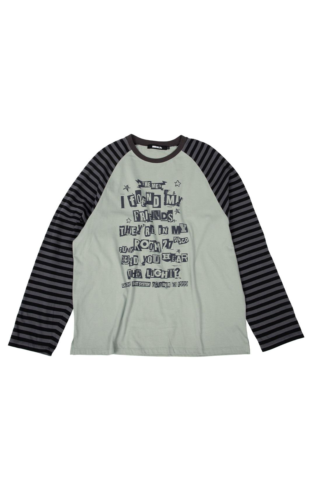 LETTERING STRIPED RAGLAN TOP [MINT]