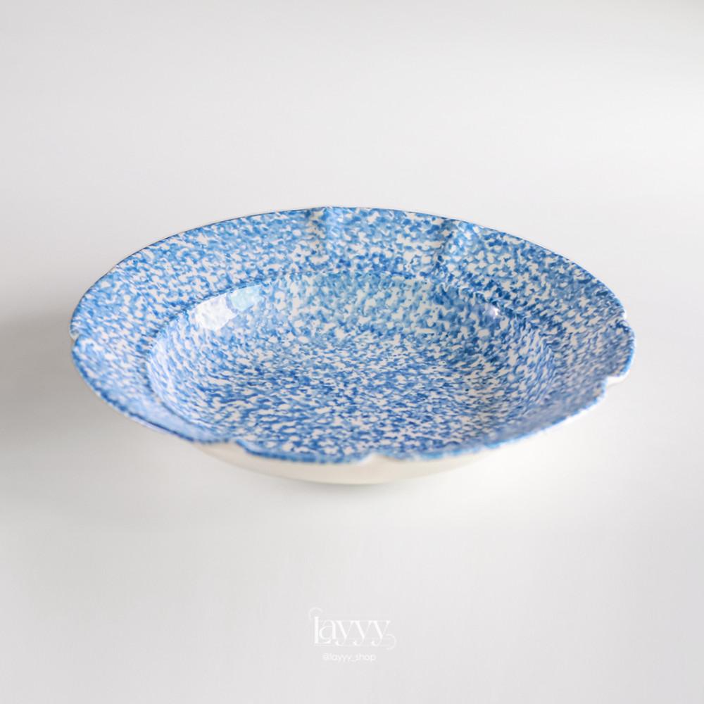 B 로스앤젤레스 포터리 블루 마블 스폰지웨어 시리얼볼 빈티지 스톤웨어 스프 그릇