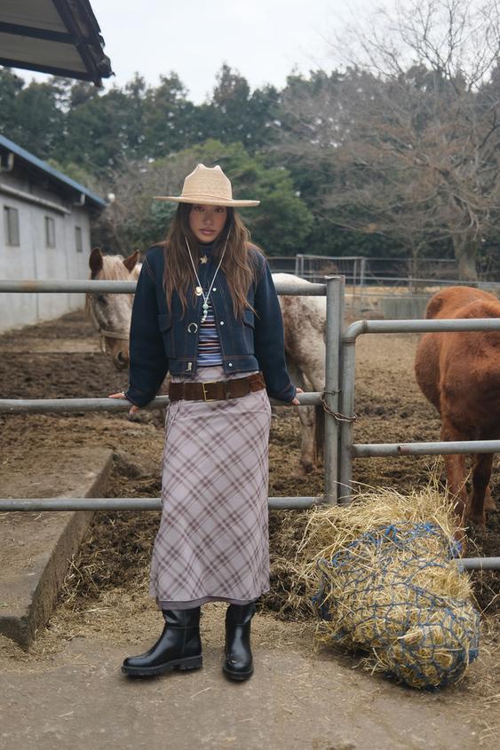 체크 튤 스커트