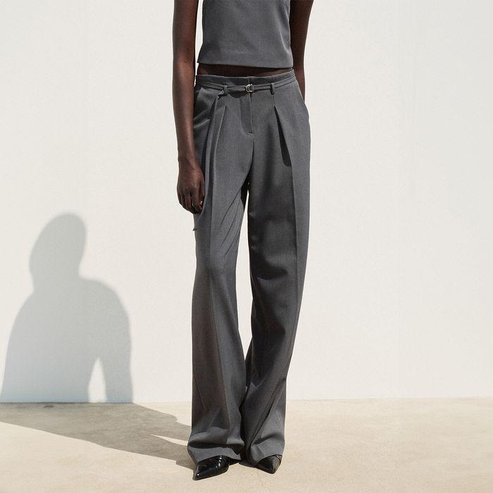 STRAIGHT LEG BELTED TROUSER CHARCOAL