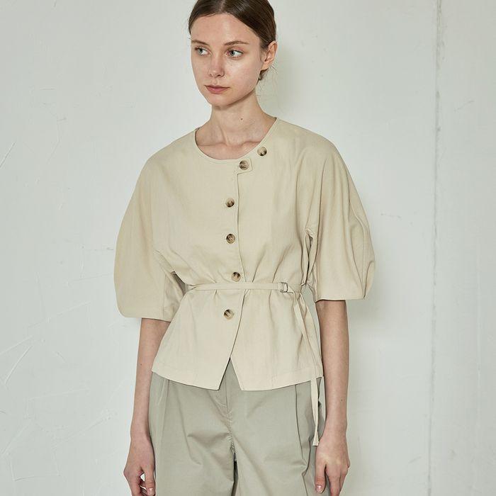 comos 835 Stitch raglan sleeve belt blouse (beige)