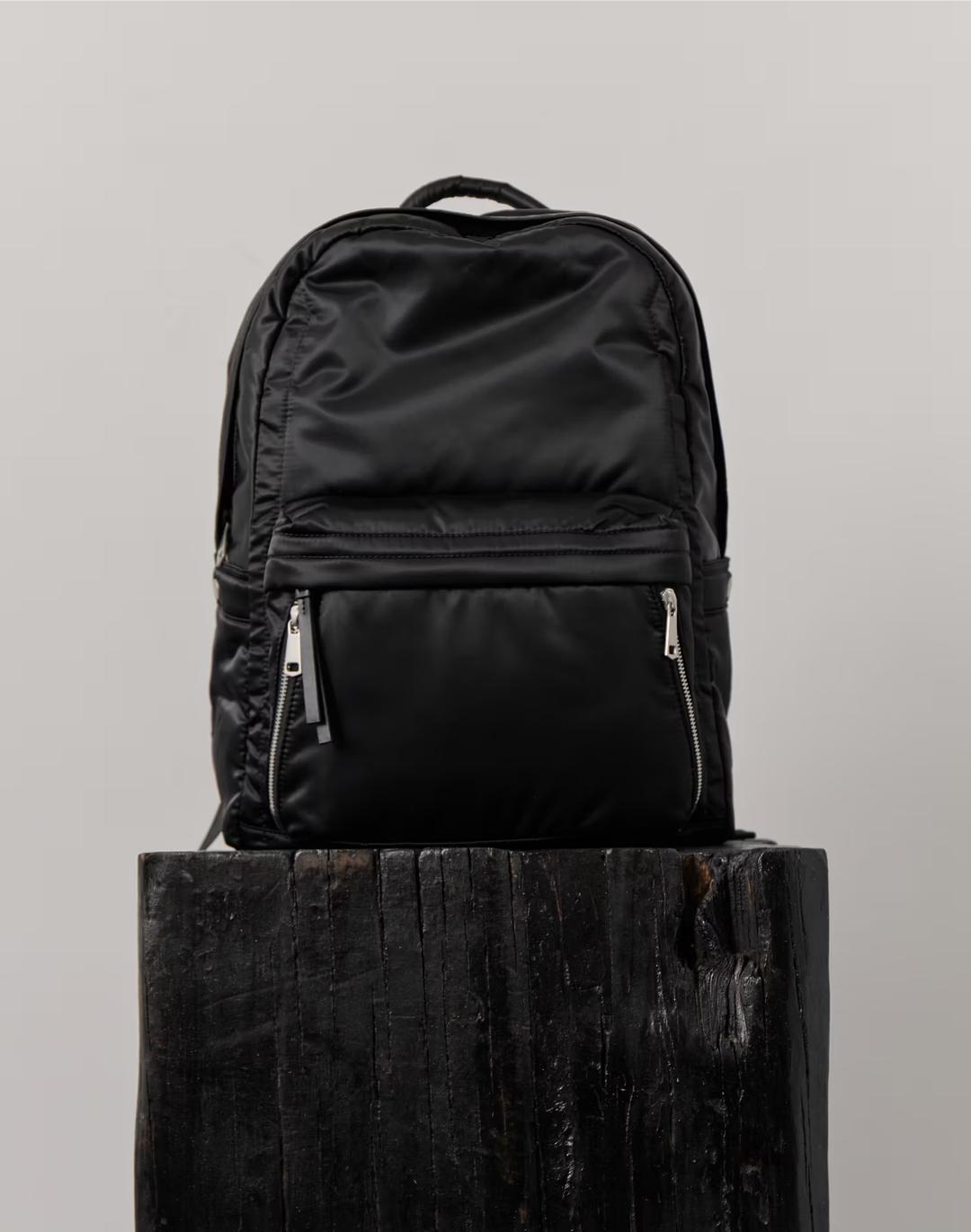 [HIS] 블랙 단색 나일론 백팩