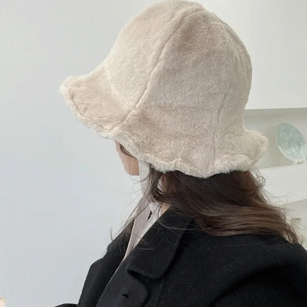 테디 밍크 턱끈 퍼 벙거지 겨울 보넷 버킷햇 방한모