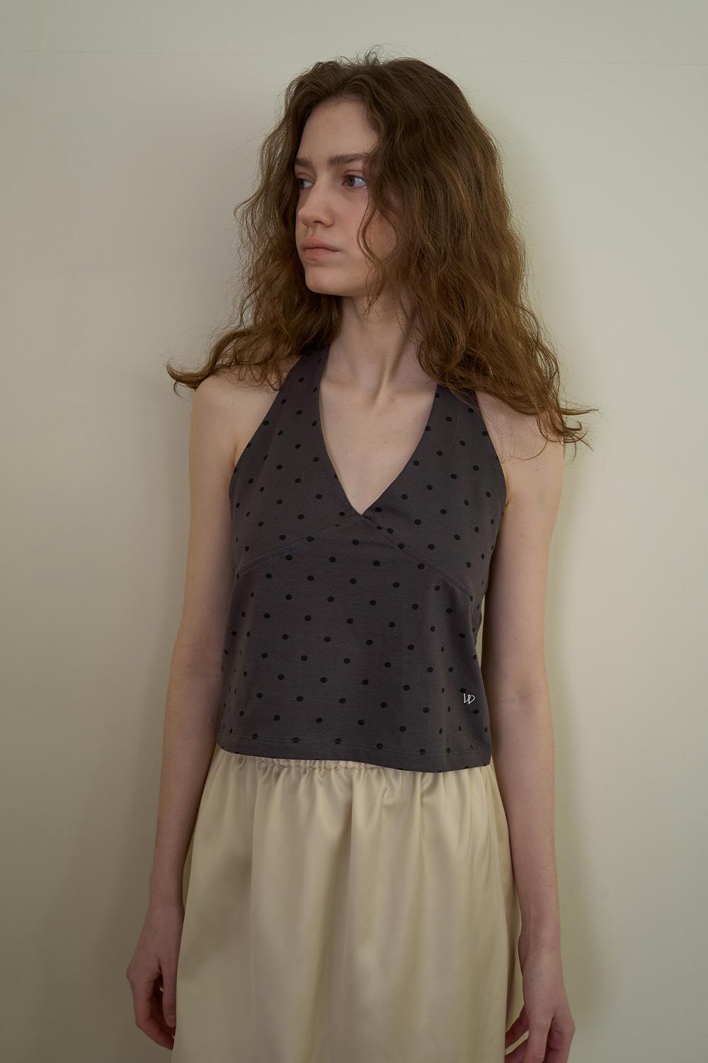 Dot halter neck top_charcoal