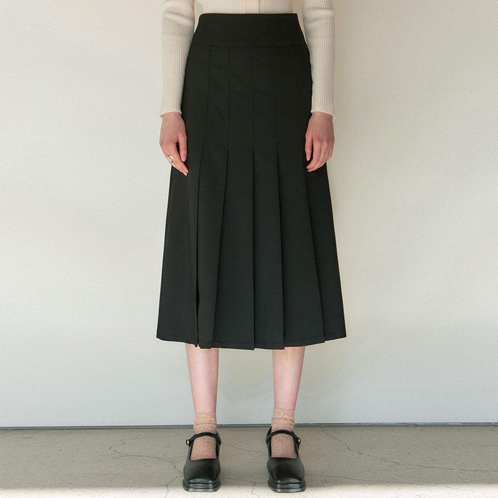HIGHWAIST PLEATS SKIRT_BLACK