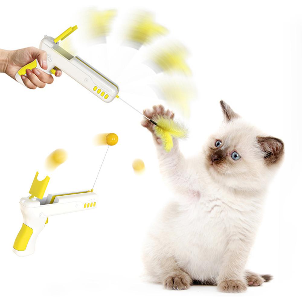 고양이 권총 깃털 펀치볼 장난감