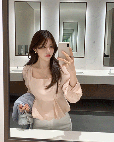 모던로브 [🌸봄신상]유센 벌룬 절개 블라우스 - 3color 어텀/격식/데이트룩/하객룩블라우스/벌룬블라/절개블라