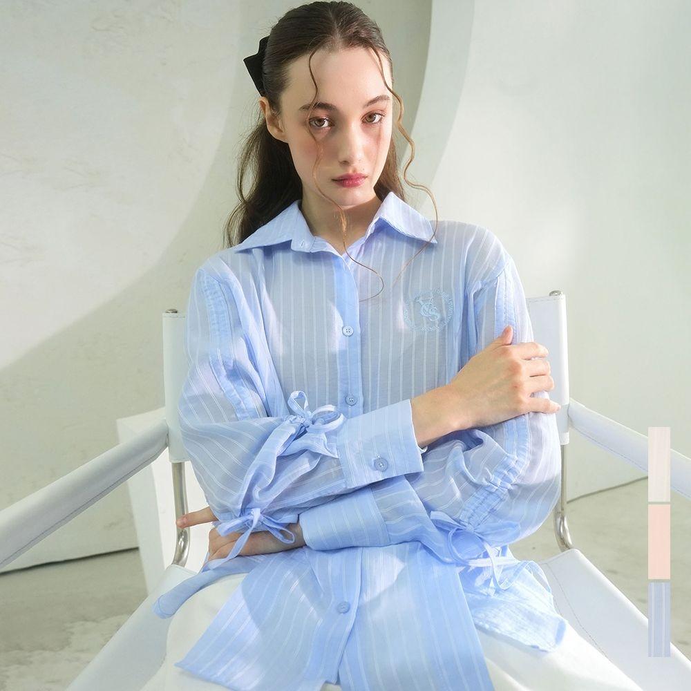 Citrus Shirring Point Shirt BLUE
