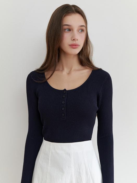 Bonny button knit (navy)