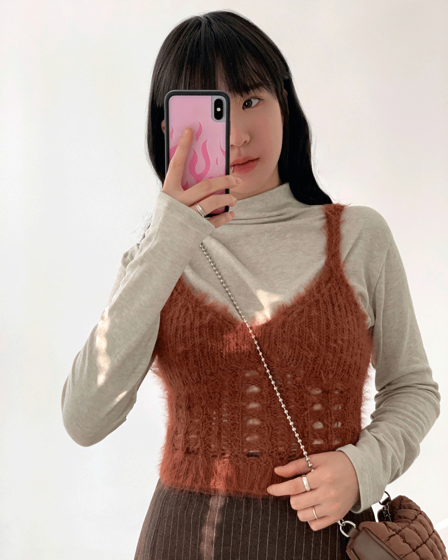 Mika Shirring Top_미카 셔링 폴라 티