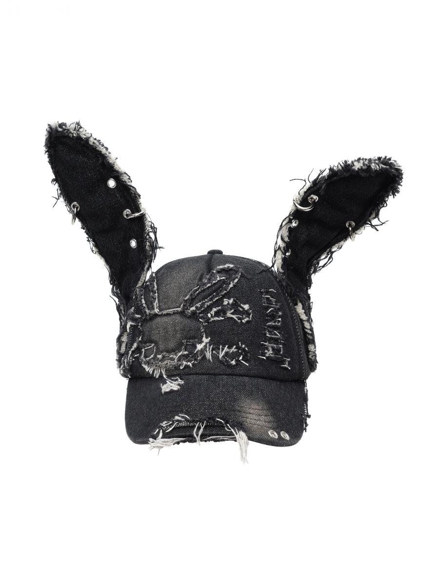 DENIM BUNNY HAT - BLACK