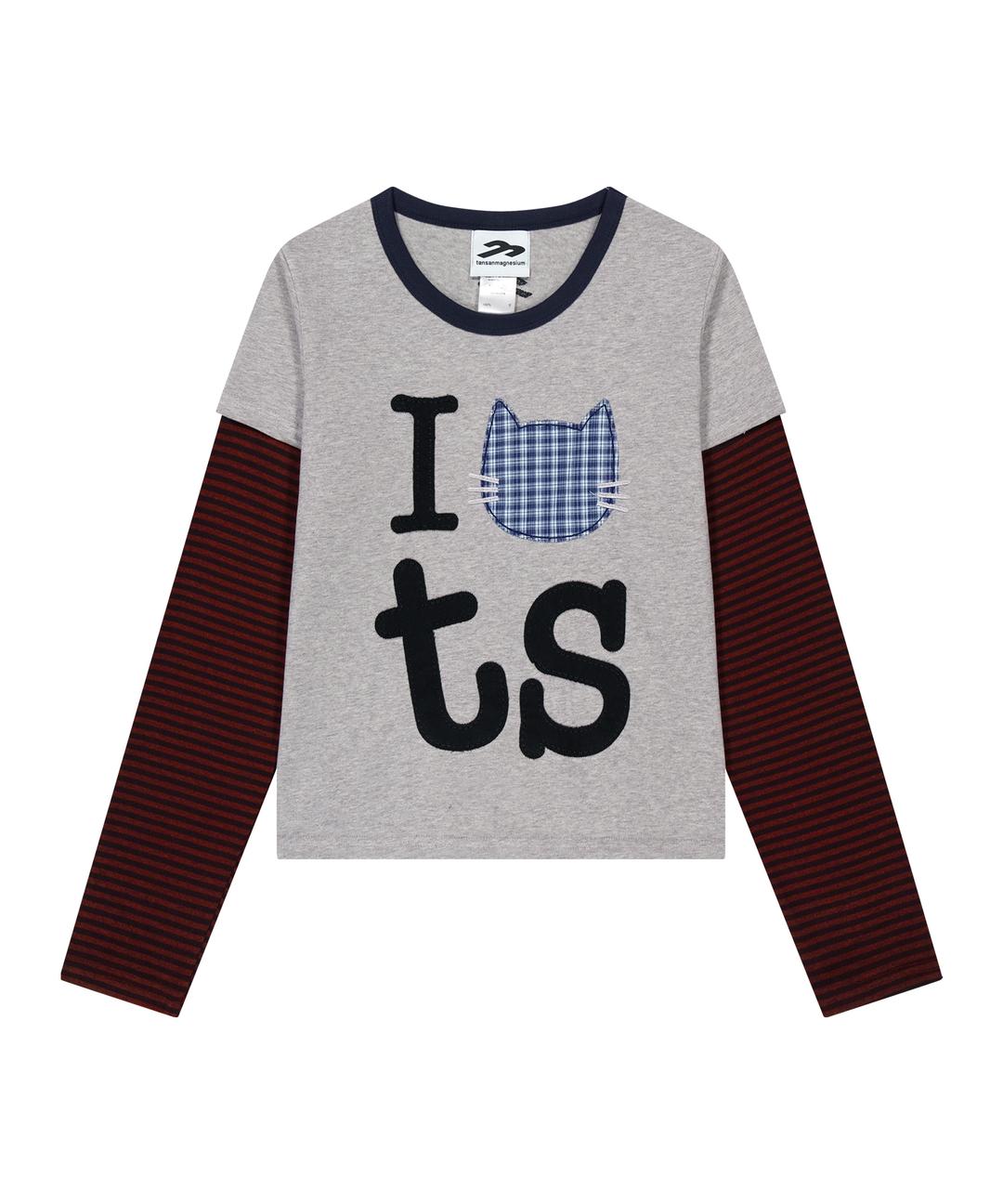 주영X탄산 고양이 레이어드 롱슬리브 그레이