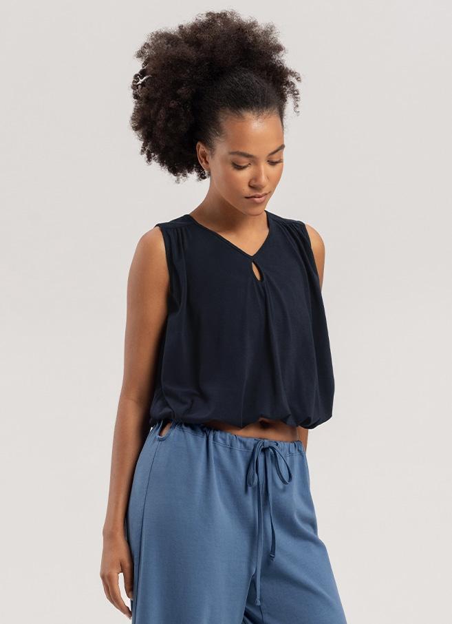 Keyhole shirring sleeveless_Sky Captain