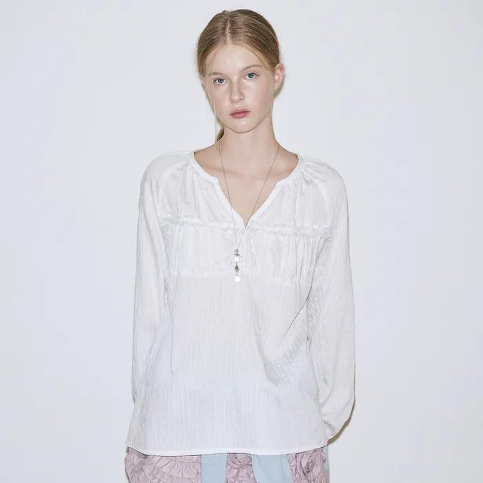 Shirring Panner Blouse (White)
