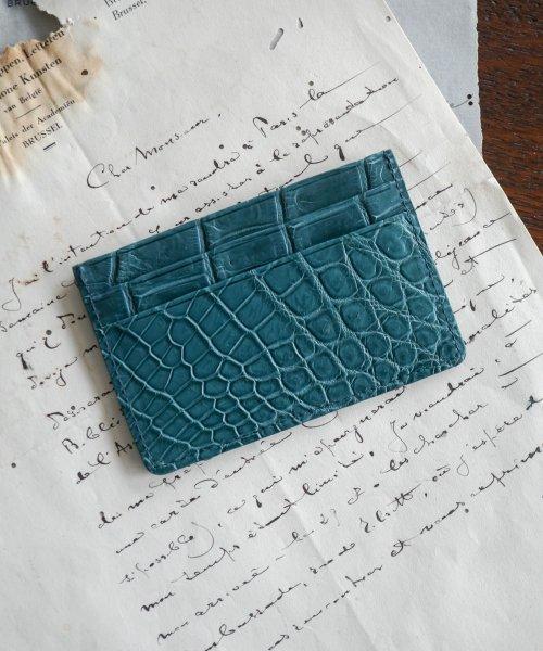 Glossy 악어가죽 카드지갑 B-Type 코발트 블루