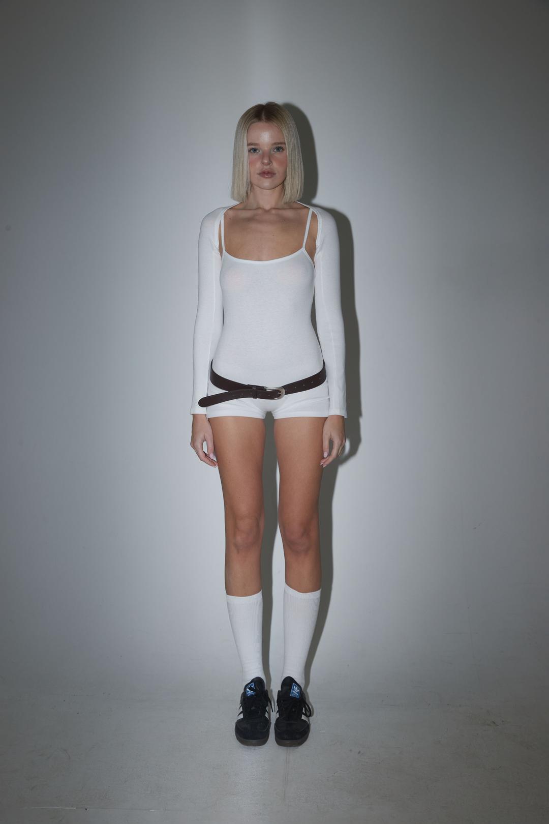 BODYSUIT + BOLERO CARDIGAN SET WHITE