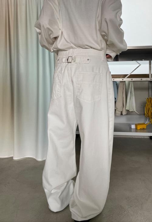 back buckle wide pants