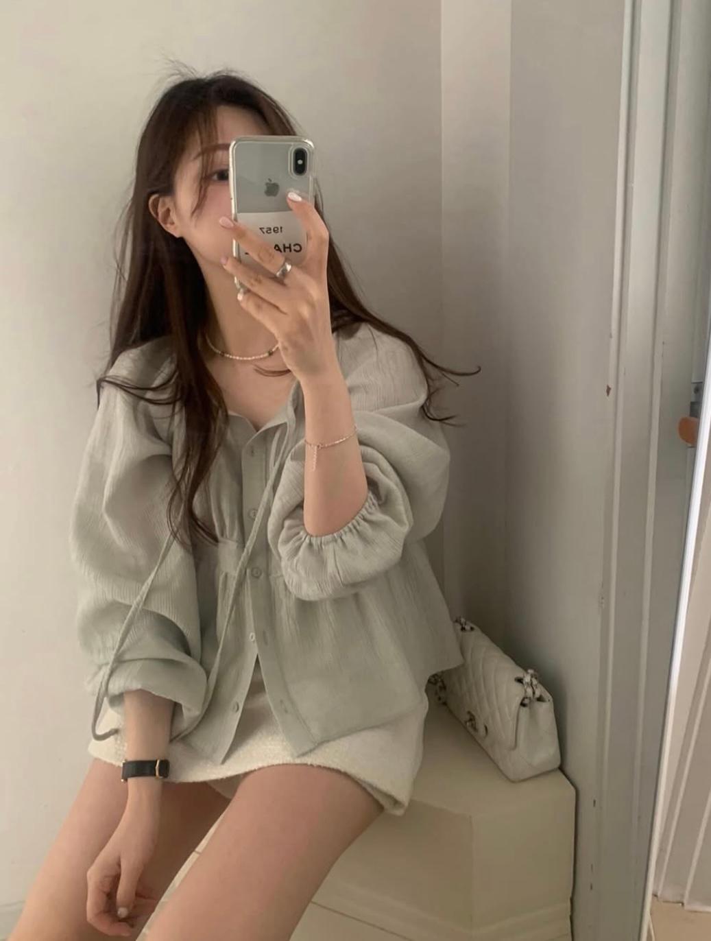 인어로브 (당일) 프리티영띵 쥬쥬 블라우스 (2color) 하객룩 퍼프 레이스 긴팔 블라우스