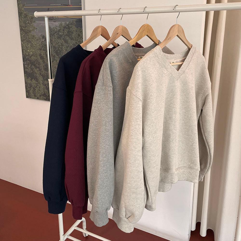 [바로발송] 자체제작 어덜트 브이넥 맨투맨 (속기모)