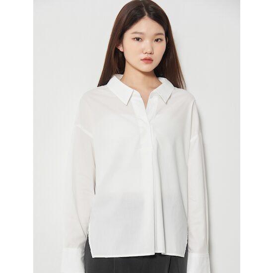 에잇세컨즈  화이트 코튼모달 루즈핏 셔츠 321864LY21