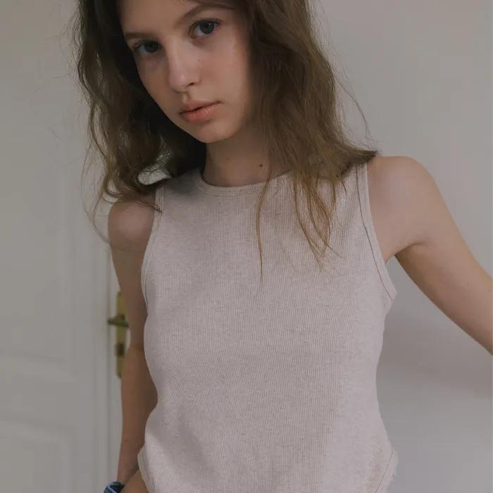 HALTER NECK LACE SLEEVELESS_OATMEAL