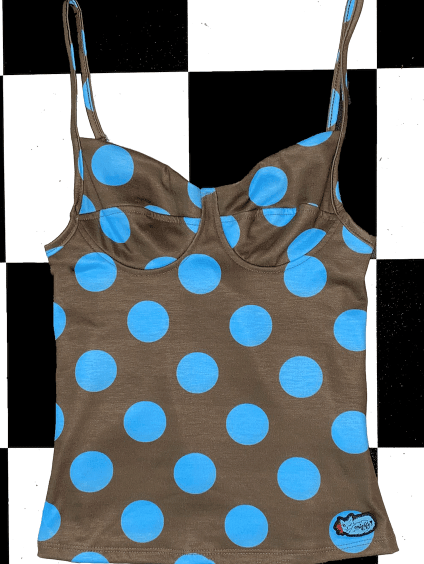 POLKA CORSET CAMI IN MOCHA