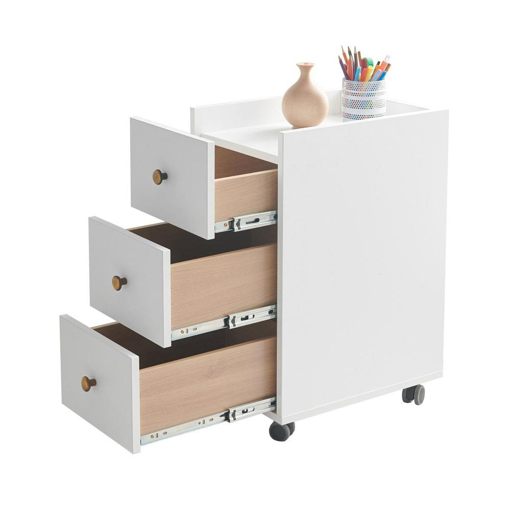 클래식2 이동식 3단 책상서랍장