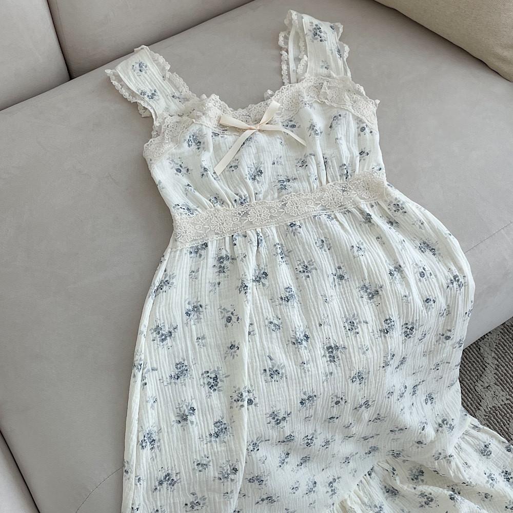 시즌 슬림 민소매 순면 요루면 나시 원피스 잠옷 신혼 공주 파자마