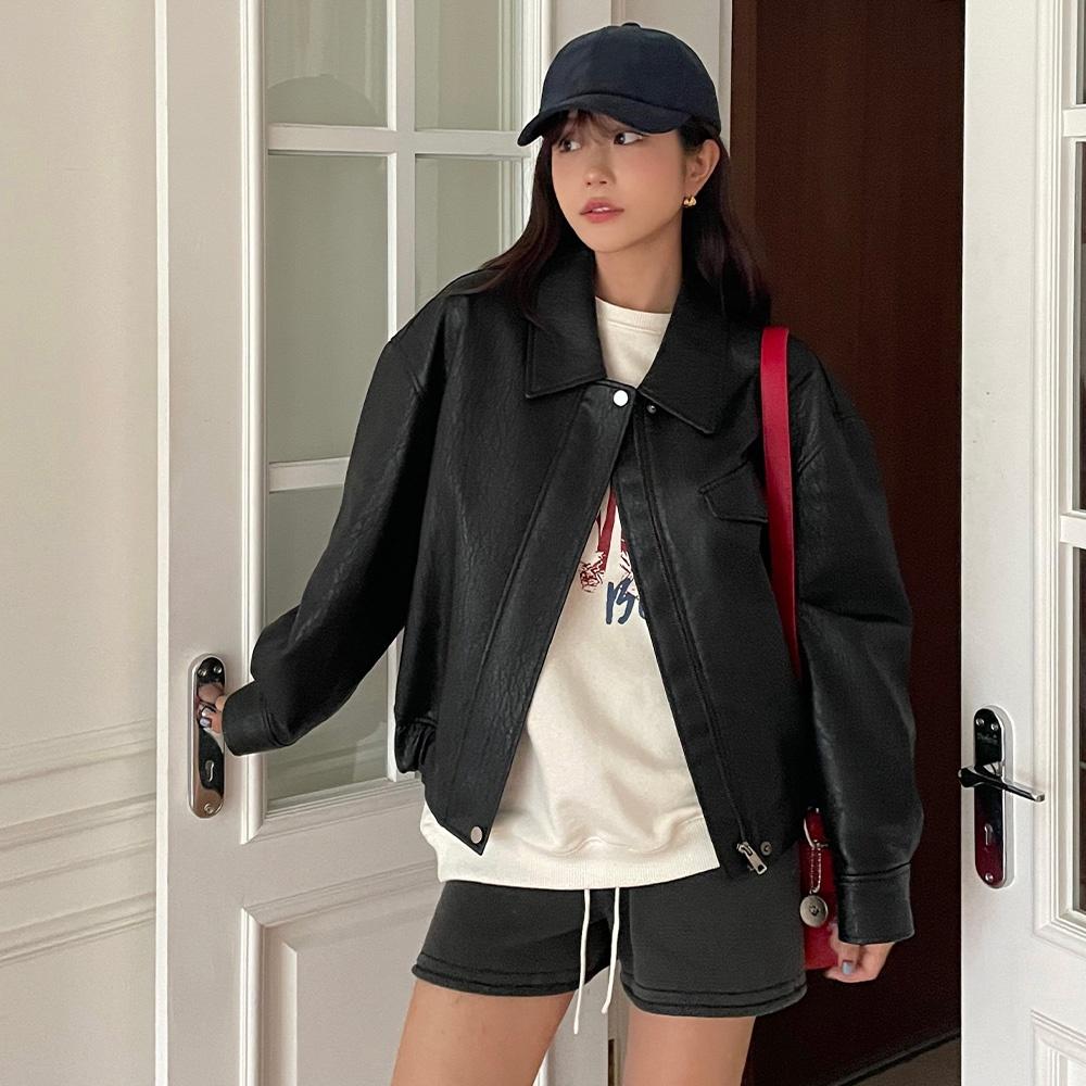 Faux Leather Blouson Jacket VL2AM080_2color
