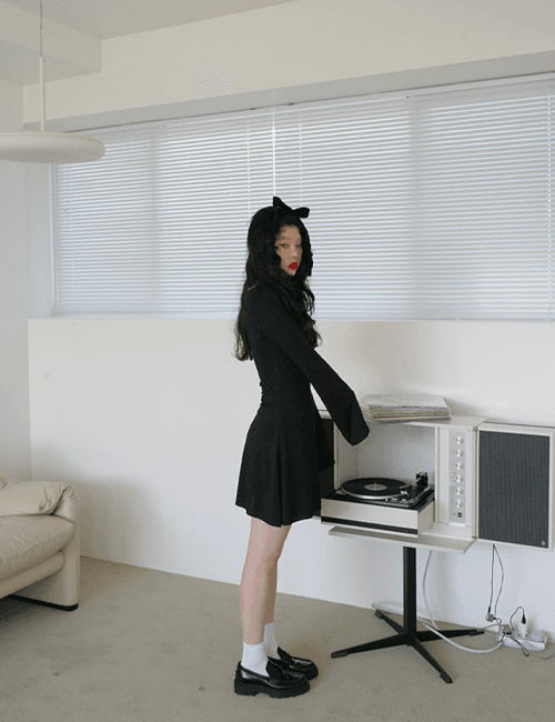 boat neck flare dress