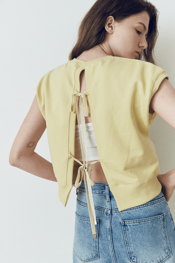 Ribone cap sleeve Top(Mustard)