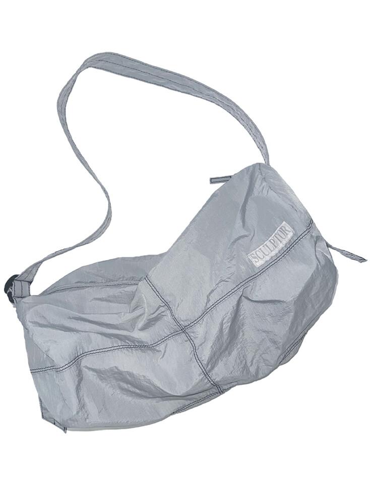 Contrast Stitch Nylon Duffle Bag Gray