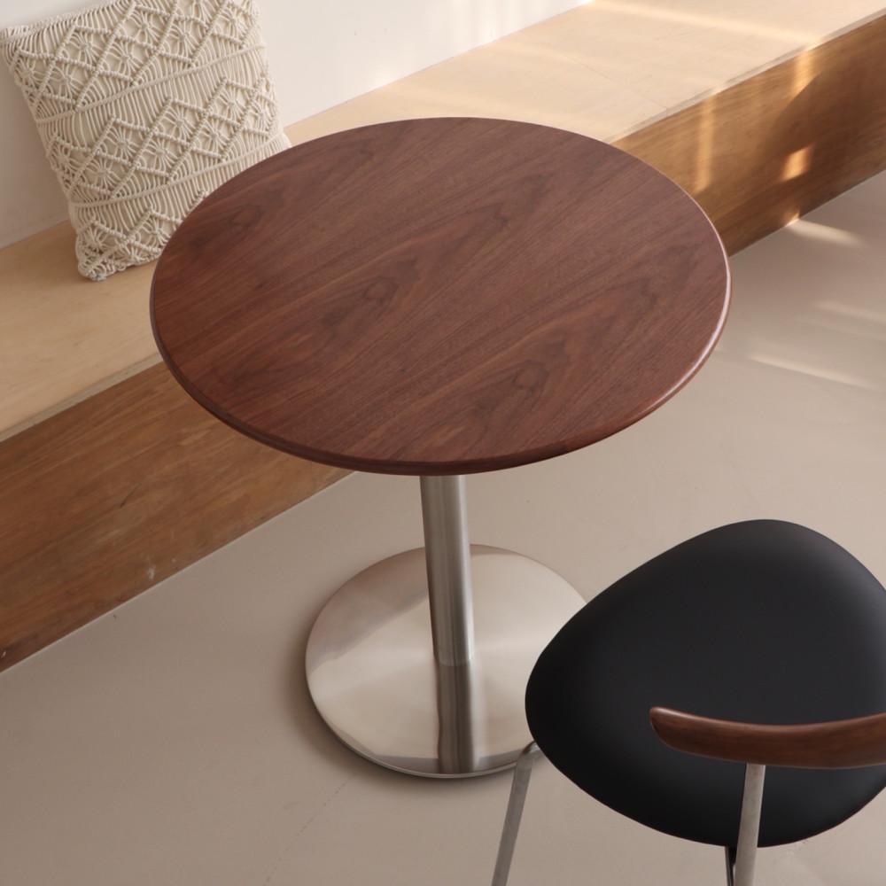 [930퍼니처] 월넛테이블 카페 인테리어 무늬목 원형 커피숍 티 테이블