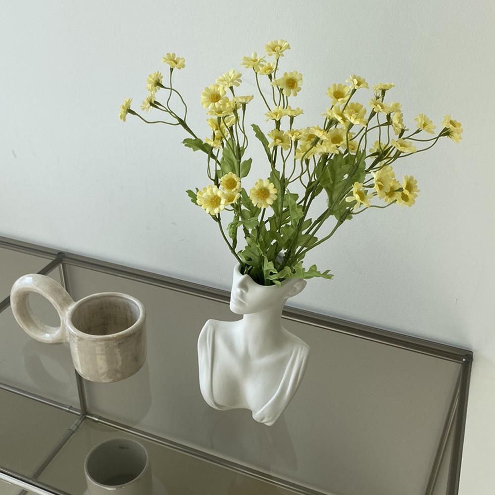 진심디자인 디아망 여인 오브제 화병 꽃병 사람 얼굴 석고 세라믹 인테리어 장식