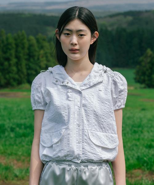 오헤시오(OHESHIO)  HOODED FRILL HALF WINDBREAKER, WHITE - 사이즈 & 후기 | 무신사