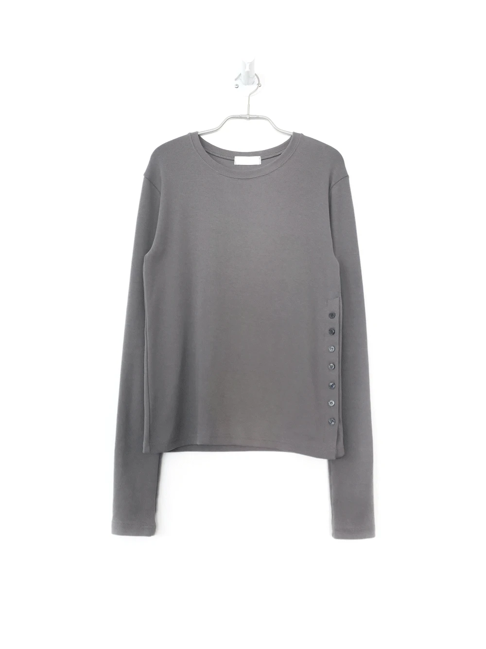 [그레이 당일발송] 모이어 버튼 티 (4c)