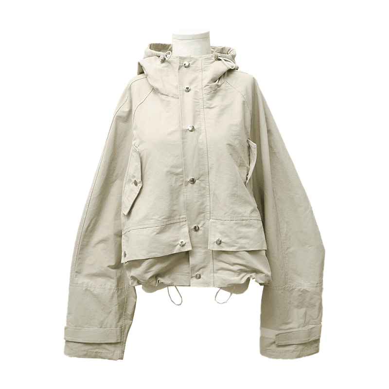 스냅박시핏 후드스트링점퍼