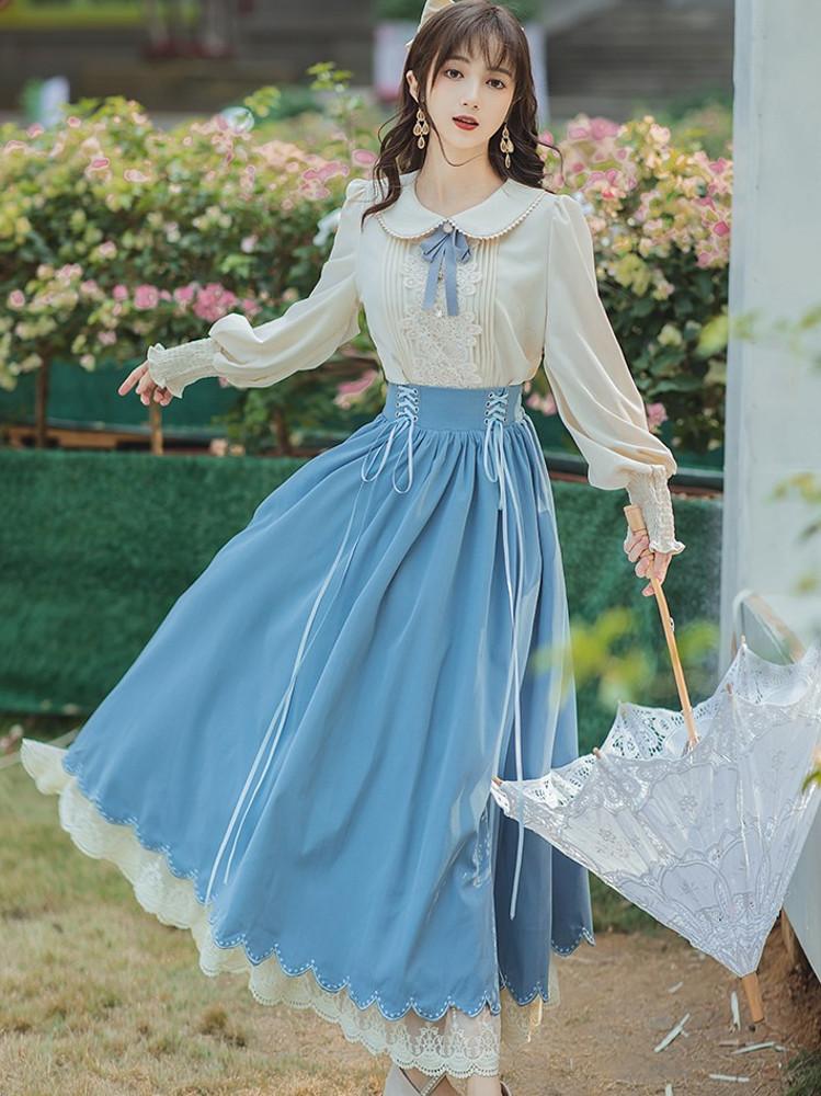 개화기 의상 졸업사진 컨셉 원피스 경성 코스프레 레트로 복고풍 브로치 레이스 리본