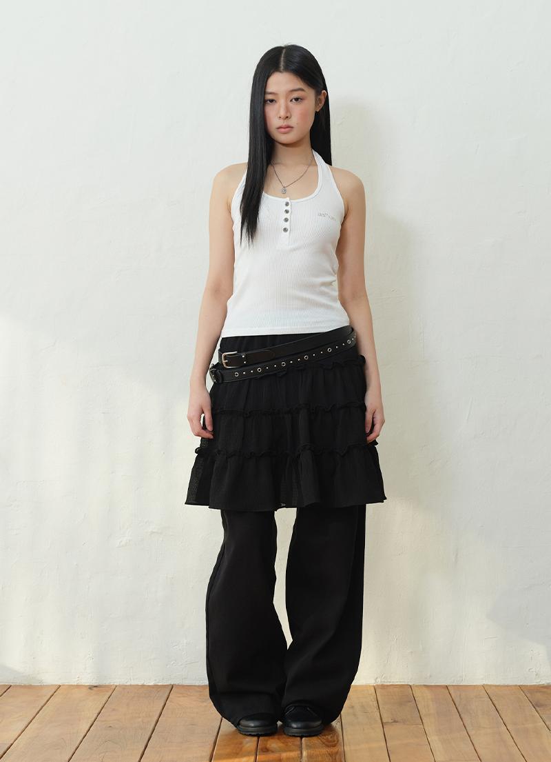 MOMO KANGKANG MIDI SKIRT / BLACK