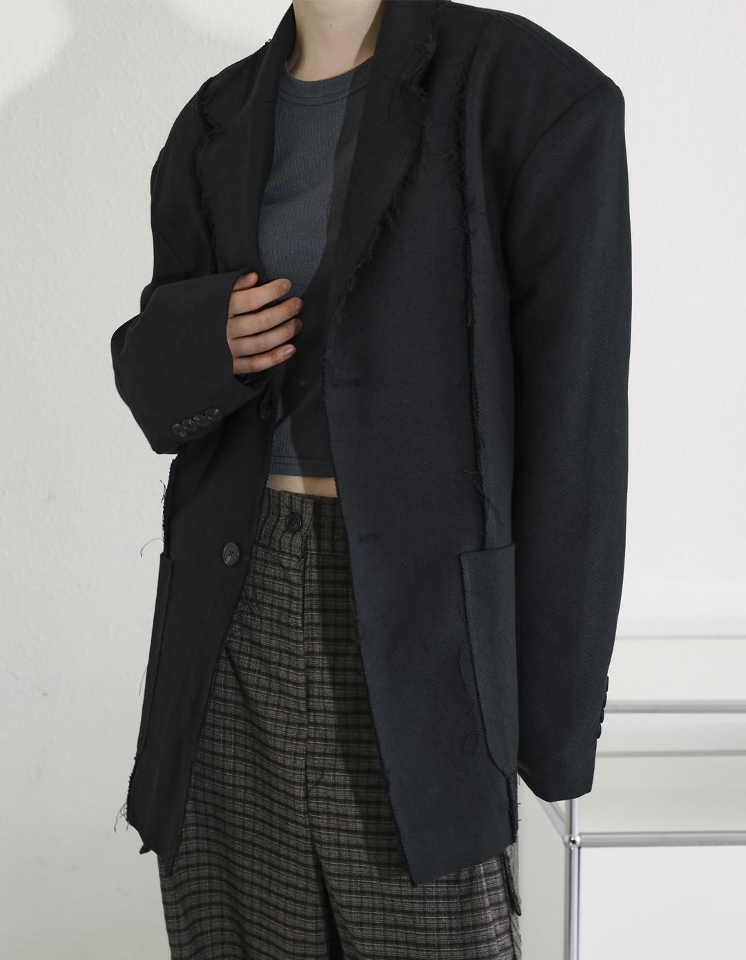 Unisex cut off diagonal line jacket (2 Color)