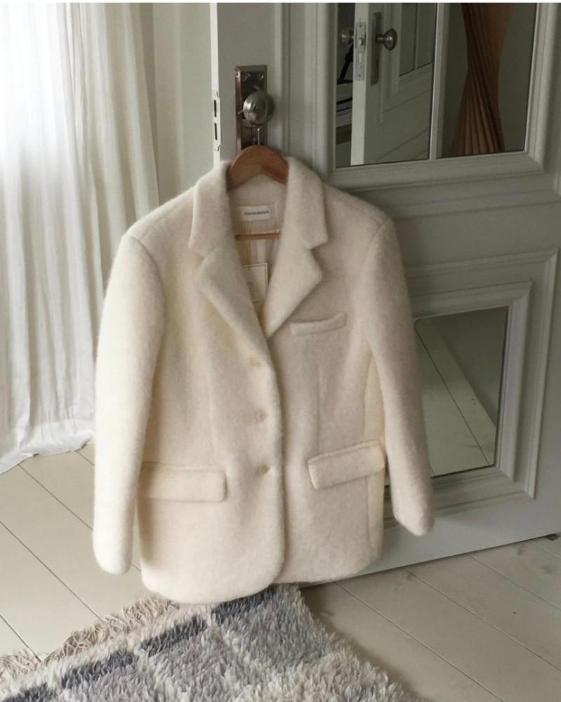 앤유브라운 클라우드 모헤어 자켓 andyoubrown 3col 겨울코트 하프 핸드메이드