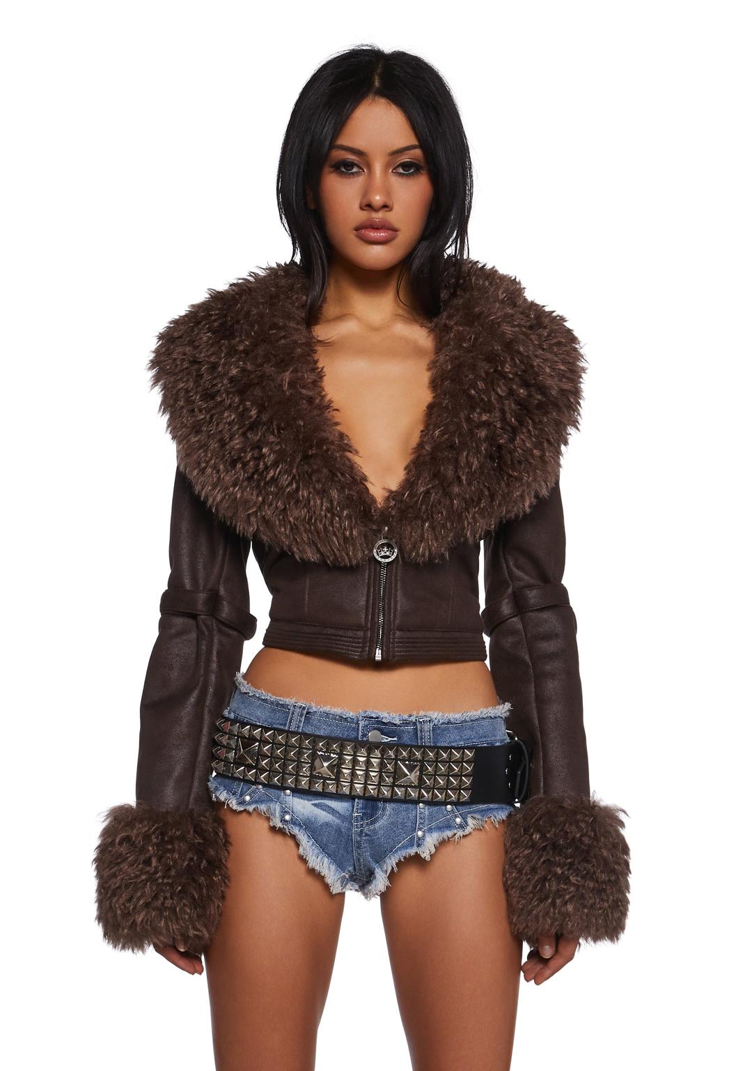 Covet Moto Jacket - Brown - LIGHT BROWN / XX-Small