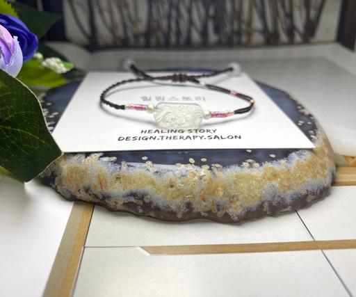 천연 화이트 아게이트 매화 조각 매듭팔찌 선물