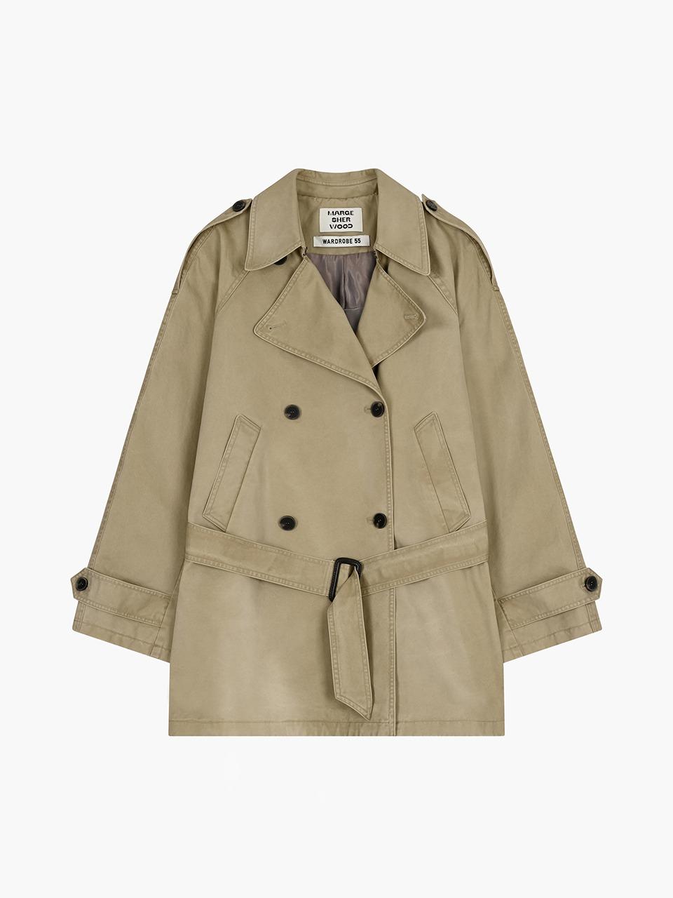 WASHED HALF TRENCH COAT_beige