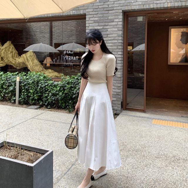 [ 데이트룩, 핏예쁨보장] 썸머 바스락 핀턱 맞주름 플레어 롱sk 주름 밴딩 롱스커트 여행룩 _데이지멜로우