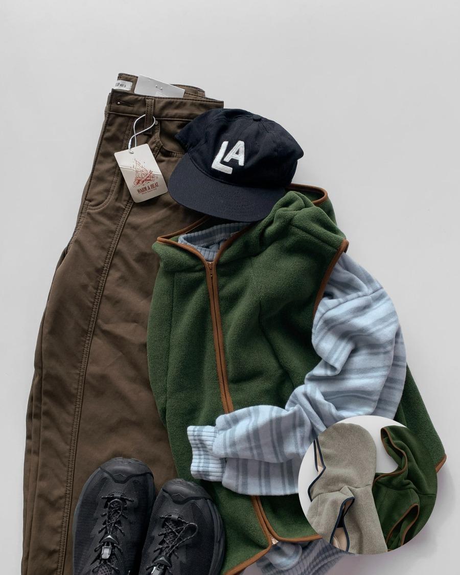 후디 배색 플리스 베스트