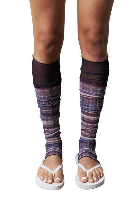 Dark Tartan Mesh  Leg Warmers, Long