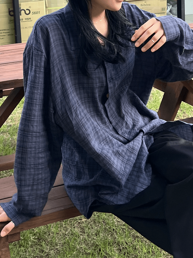 패스트 루즈 체크 셔츠