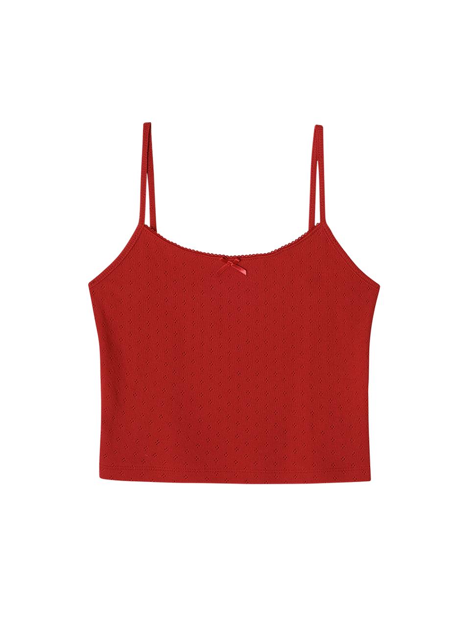 LACE EYELET SLEEVELESS_RED